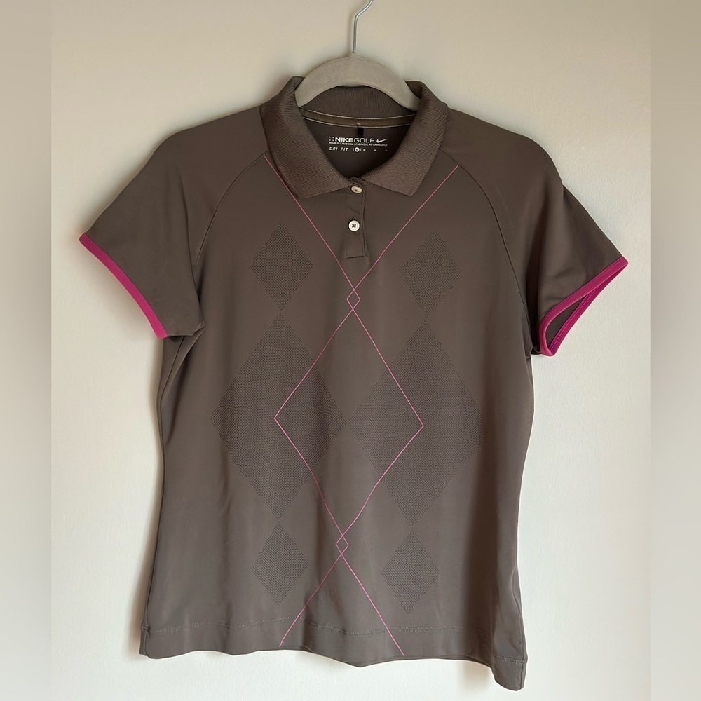 NIKE Polo Top Womens Medium GOLF Dri-Fit Activewear Short Sleeve Sport Blouse